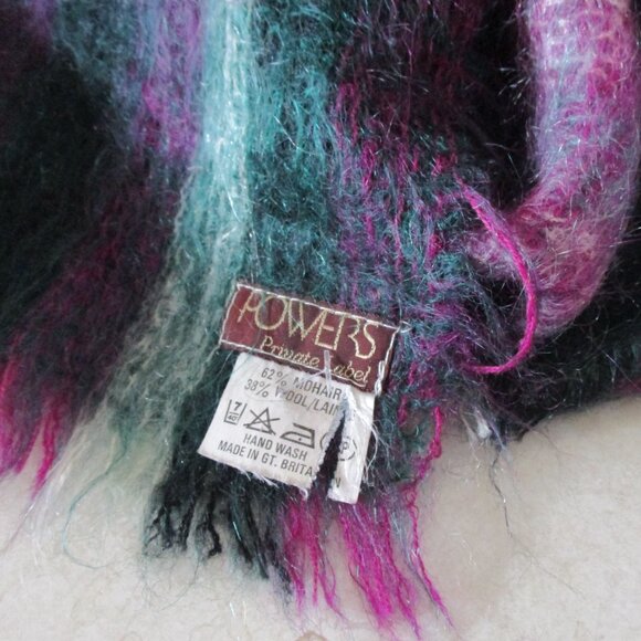 Vintage Mohair wool Plaid Scarf powers dept store - Picture 2 of 3